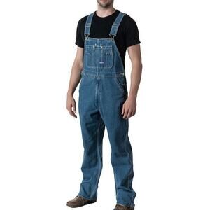 Big Smith Stonewashed Blue Denim Bib Overalls Workwear Farmer Carpenter 36W/32L